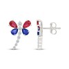 Thumbnail Image 3 of Lab-Created Ruby, Blue & White Lab-Created Sapphire Dragonfly Earrings Sterling Silver