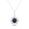 Thumbnail Image 1 of Cushion-Cut Lab-Created Alexandrite & White Lab-Created Sapphire Necklace Sterling Silver 18"