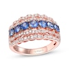 Thumbnail Image 1 of Le Vian Blue Sapphire Scalloped Multi-Row Ring 5/8 ct tw Diamonds 14K Strawberry Gold