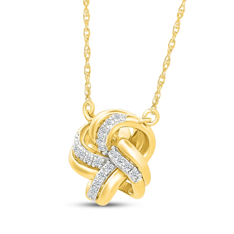 Main Image 2 of Diamond Knot Necklace 1/15 ct tw 24K Yellow Gold Vermeil Sterling Silver 18"
