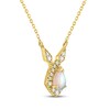 Thumbnail Image 2 of Pear-Shaped Opal & Diamond Frame Necklace 1/4 ct tw 10K Yellow Gold 18"