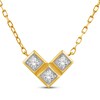 Thumbnail Image 1 of KAY Lab-Grown Diamonds Three-Stone Chevron Necklace 1/10 ct tw 10K Yellow Gold 18"