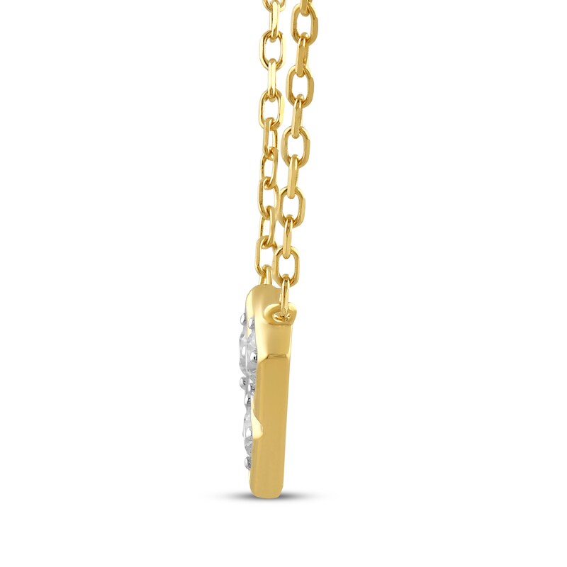 Main Image 2 of KAY Lab-Grown Diamonds Three-Stone Chevron Necklace 1/10 ct tw 10K Yellow Gold 18"