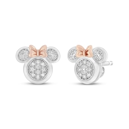 Disney Treasures Minnie Mouse Diamond Stud Earrings 1/15 ct tw Sterling Silver