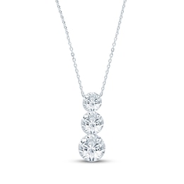 KAY Lab-Grown Diamonds Seamless Graduated Three-Stone Drop Necklace 2 ct tw 14K White Gold 18"