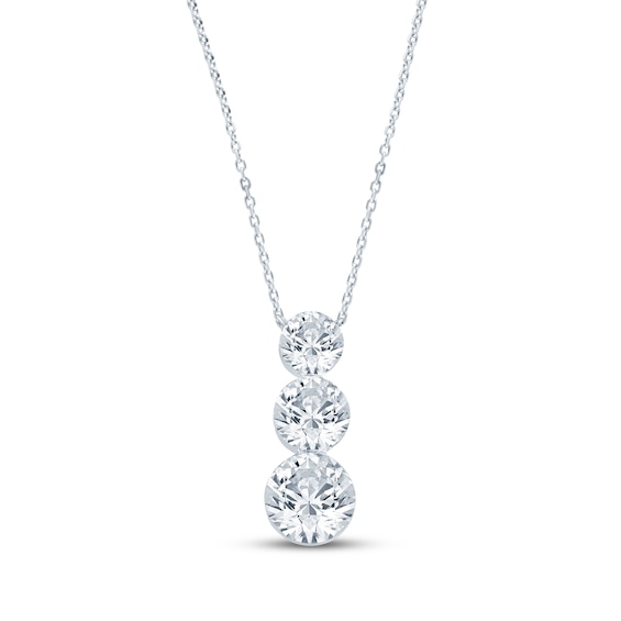 KAY Lab-Grown Diamonds Seamless Graduated Three-Stone Drop Necklace 2 ct tw 14K White Gold 18"