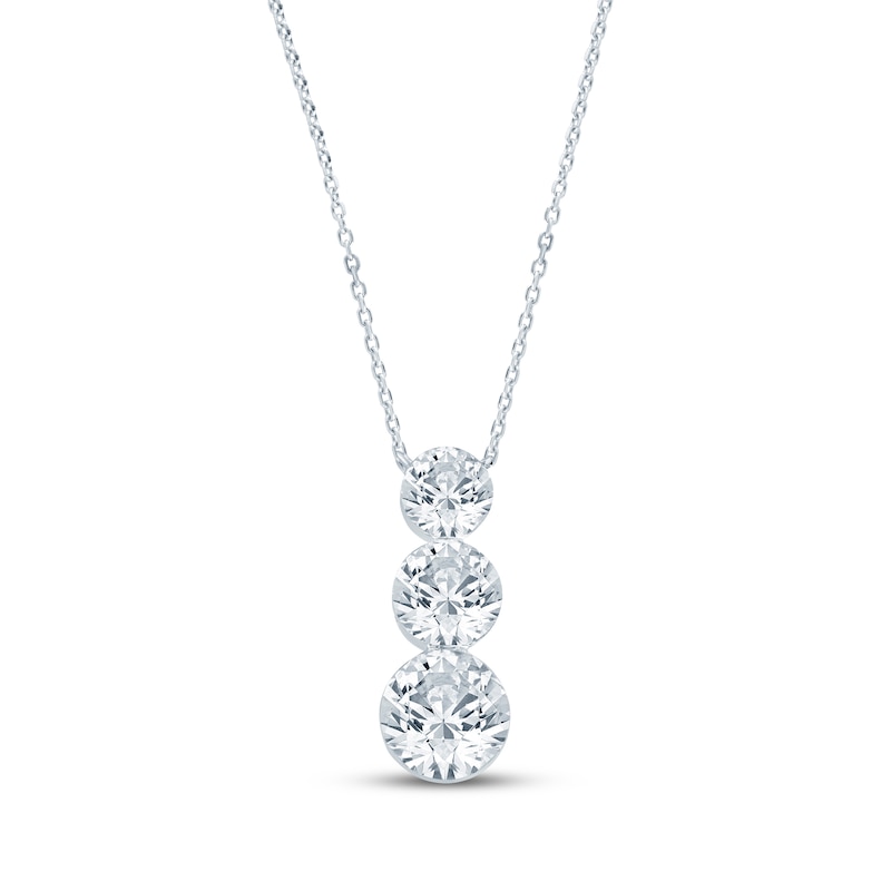 Main Image 1 of KAY Lab-Grown Diamonds Seamless Graduated Three-Stone Drop Necklace 2 ct tw 14K White Gold 18"