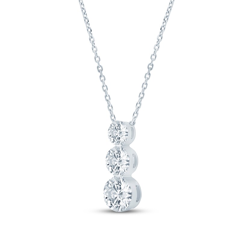 Main Image 2 of KAY Lab-Grown Diamonds Seamless Graduated Three-Stone Drop Necklace 2 ct tw 14K White Gold 18"