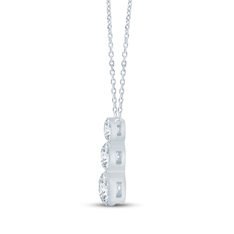 Main Image 3 of KAY Lab-Grown Diamonds Seamless Graduated Three-Stone Drop Necklace 2 ct tw 14K White Gold 18"