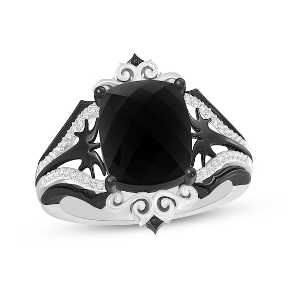 Disney Treasures The Nightmare Before Christmas Cushion-Cut Black Onyx & Diamond Ring 1/10 ct tw Sterling Silver