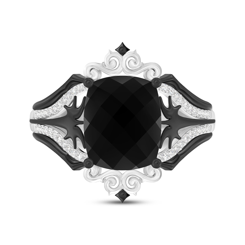 Main Image 4 of Disney Treasures The Nightmare Before Christmas Cushion-Cut Black Onyx & Diamond Ring 1/10 ct tw Sterling Silver