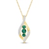 Thumbnail Image 1 of Lab-Created Emerald & White Lab-Created Sapphire Marquise Necklace 10K Yellow Gold 18"