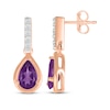 Thumbnail Image 3 of Pear-Shaped Amethyst & White Lab-Created Sapphire Drop Earrings 10K Rose Gold
