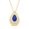 Thumbnail Image 1 of Pear-Shaped Blue & White Lab-Created Sapphire Teardrop Necklace 10K Yellow Gold 18"