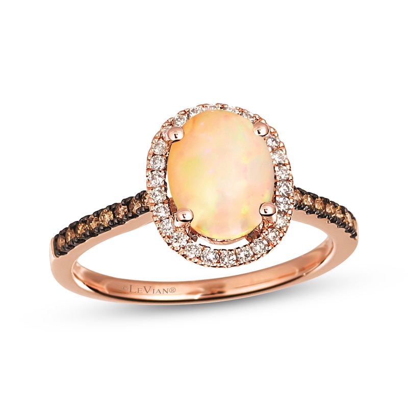 Main Image 1 of Le Vian Oval Opal & Diamond Ring 1/3 ct tw 14K Strawberry Gold