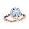 Thumbnail Image 1 of Le Vian Oval-Cut Aquamarine & Diamond Ring 1/4 ct tw 14K Strawberry Gold