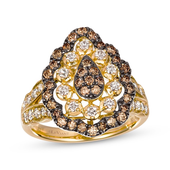 Le Vian Diamond Double Halo Ring 1-1/8 ct tw 14K Honey Gold