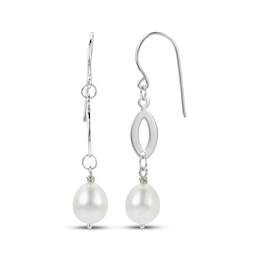 Cultured Pearl Dangle Earrings Sterling Silver