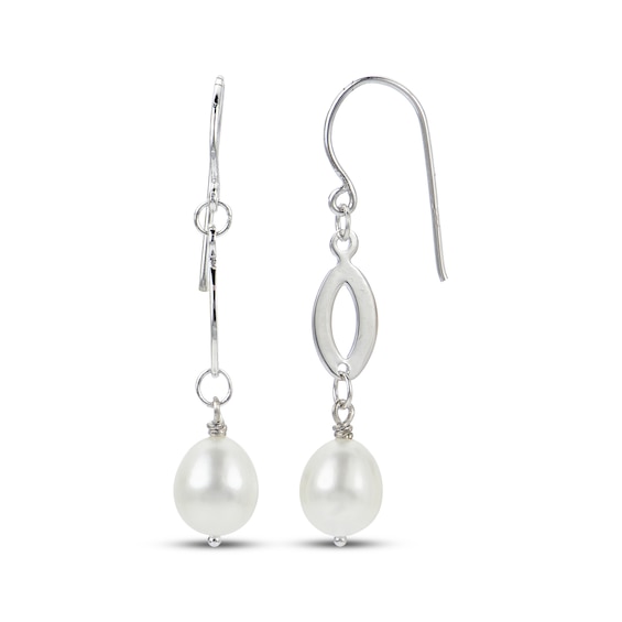 Cultured Pearl Dangle Earrings Sterling Silver