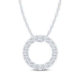 Diamond Circle Necklace 1/4 ct tw 10K White Gold 18"