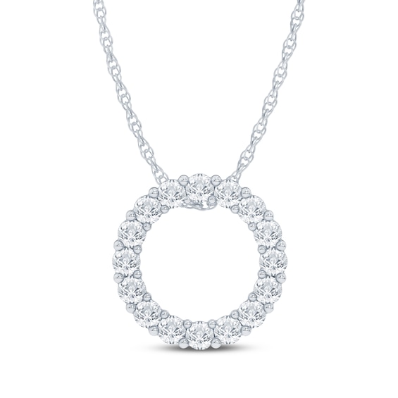 Diamond Circle Necklace 1/4 ct tw 10K White Gold 18"