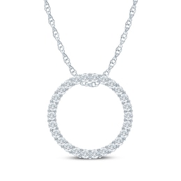 Diamond Circle Necklace 1/2 ct tw 10K White Gold 18"