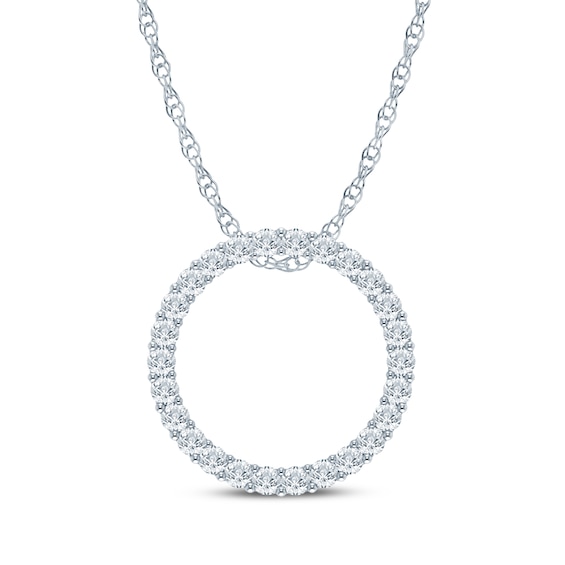 Diamond Circle Necklace 1/2 ct tw 10K White Gold 18"