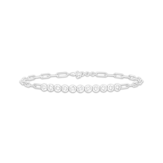Diamond Paperclip Chain Bracelet 1/2 ct tw Sterling Silver 7"