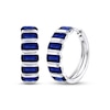 Thumbnail Image 1 of Baguette-Cut Blue Lab-Created Sapphire Hoop Earrings Sterling Silver