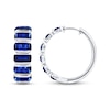 Thumbnail Image 3 of Baguette-Cut Blue Lab-Created Sapphire Hoop Earrings Sterling Silver