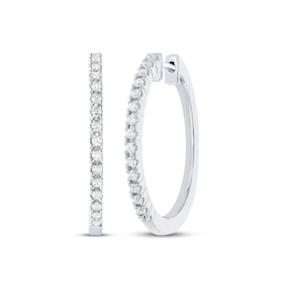 Diamond Hoop Earrings 1/2 ct tw 10K White Gold 27.5mm