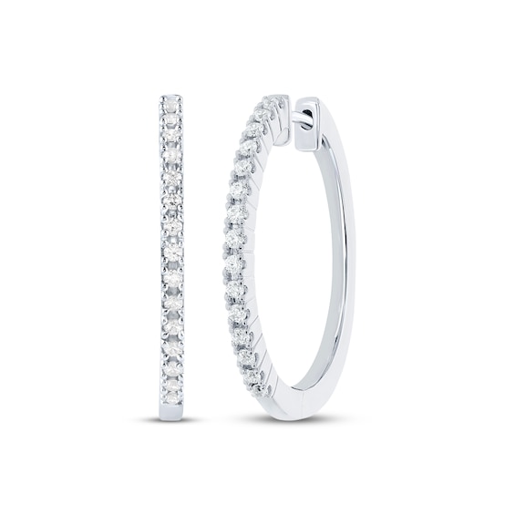 Diamond Hoop Earrings 1/2 ct tw 10K White Gold 27.5mm