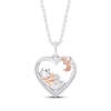 Thumbnail Image 1 of Disney Treasures Winnie the Pooh & Piglet Diamond Heart Necklace 1/15 ct tw Sterling Silver & 10K Rose Gold 19"