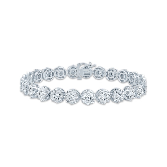 Men's Diamond Halo Link Bracelet 1-3/4 ct tw Sterling Silver 8.5"