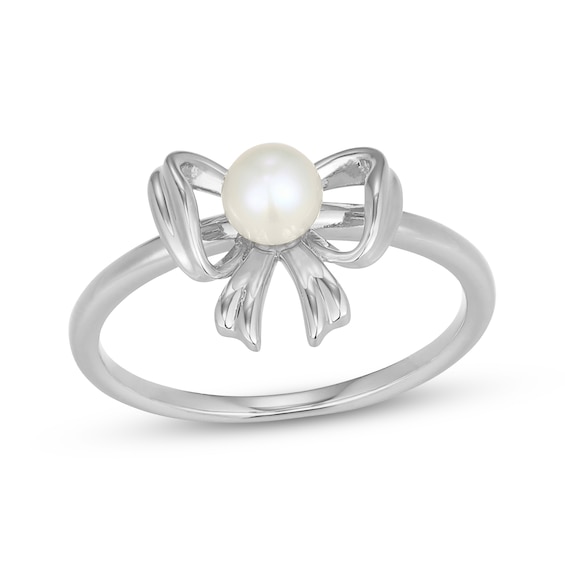 Cultured Pearl Bow Ring Sterling Silver