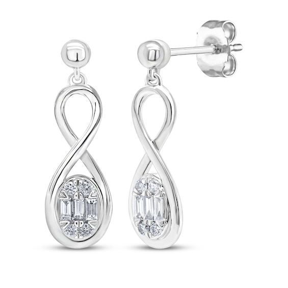 KAY Lab-Grown Diamonds Baguette & Round-Cut Infinity Drop Earrings 1/3 ct tw Sterling Silver