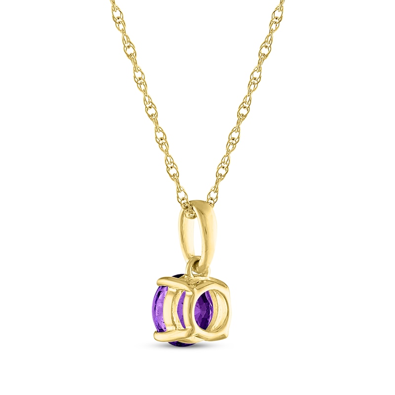 Main Image 3 of Amethyst Solitaire Necklace 10K Yellow Gold 18"