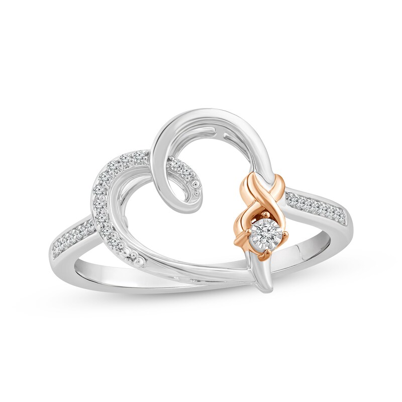 XO from KAY Round-Cut Diamond Heart Ring 1/15 ct tw Sterling Silver & 10K Rose Gold