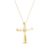 Thumbnail Image 1 of Diamond Accent Ribbon Cross Necklace 14K Yellow Gold 18"