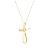 Thumbnail Image 2 of Diamond Accent Ribbon Cross Necklace 14K Yellow Gold 18"