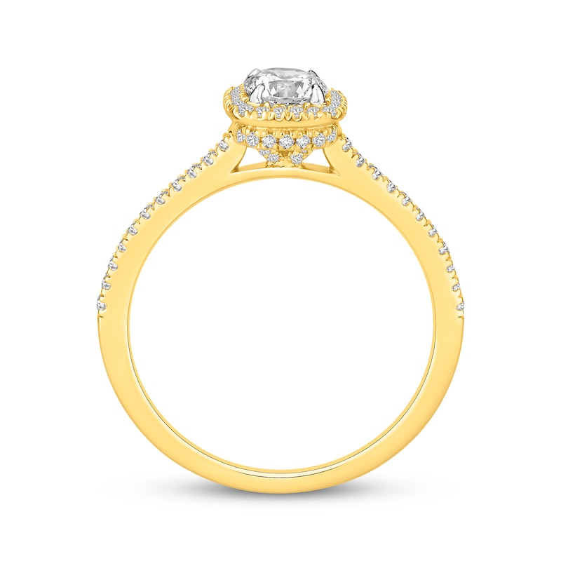 Lab-Created Diamonds by KAY Round-Cut Cushion Frame Engagement Ring 3/4 ct tw 14K Two-Tone Gold