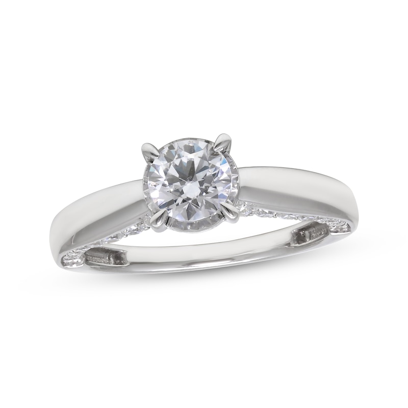 Radiant Reflections Round-Cut Diamond Solitaire Hidden Detail Engagement Ring 1-1/2  ct tw 10K White Gold (J/I3)