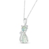 Thumbnail Image 1 of Oval-Cut & Pear-Shaped Lab-Created Opal & White Lab-Created Sapphire Cat Necklace Sterling Silver 18"