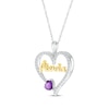 Thumbnail Image 2 of Heart-Shaped Amethyst & White Lab-Created Sapphire "Abuela" Heart Necklace Sterling Silver & 10K Yellow Gold 18"