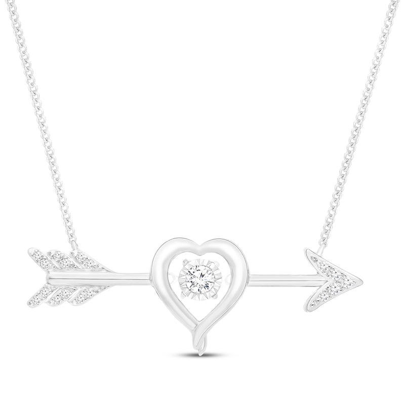 Main Image 1 of Unstoppable Love Diamond Arrow Necklace 1/8 ct tw 10K White Gold 19"
