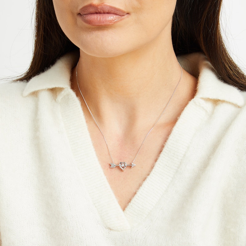 Main Image 2 of Unstoppable Love Diamond Arrow Necklace 1/8 ct tw 10K White Gold 19"
