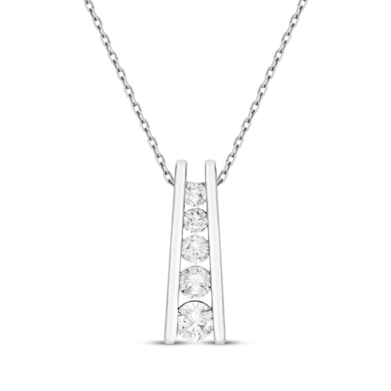 Diamond Ladder Necklace 1/2 ct tw 10K White Gold 18"