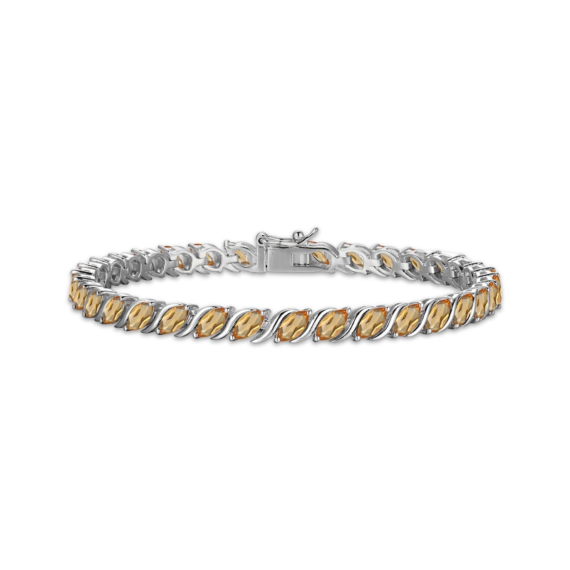 Main Image 1 of Marquise-Cut Citrine S-Link Bracelet Sterling Silver 7.25