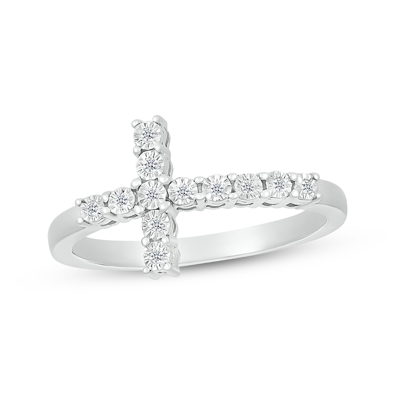 Diamond Sideways Cross Ring 1/20 ct tw Sterling Silver | Kay Outlet