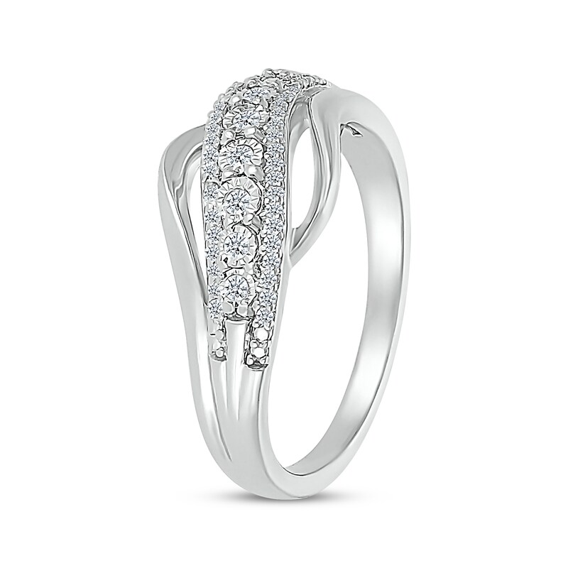 Main Image 2 of Diamond Wave Ring 1/6 ct tw Sterling Silver